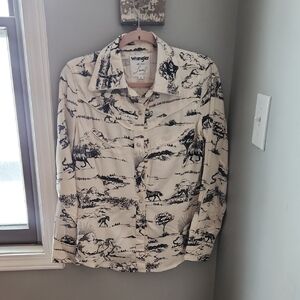 Wrangler Lainey Wilson Cream and Black Western Print Shirt Small